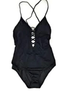Victoria's Secret Black Braided Lace-Up One-Piece Swimsuit